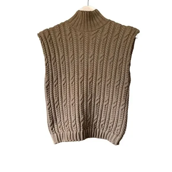 SOLD  Sleeveless Cable Knit Vest Brown S gently used no visible signs of wear - Picture 6 of 12